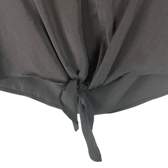 Lucky Brand Black V-Neck Tie Front Short Sleeve Blouse XS - Picture 6 of 8